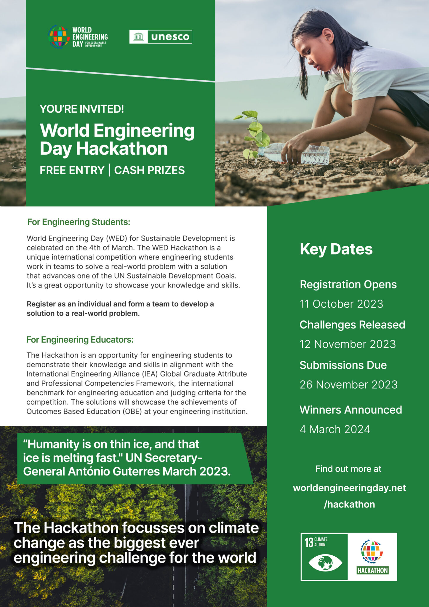 The announcement of the World Engineering Day 2024 Hackathon for