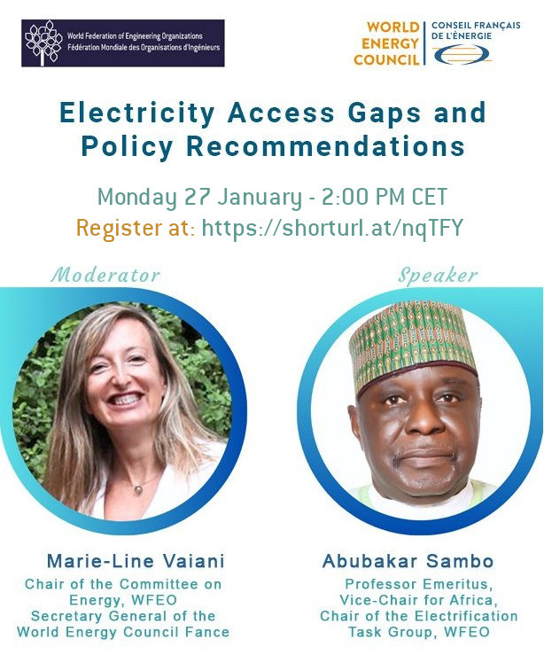 WFEO Committee on Energy webinar "Electricity Access Gaps and Policy Recommendations"