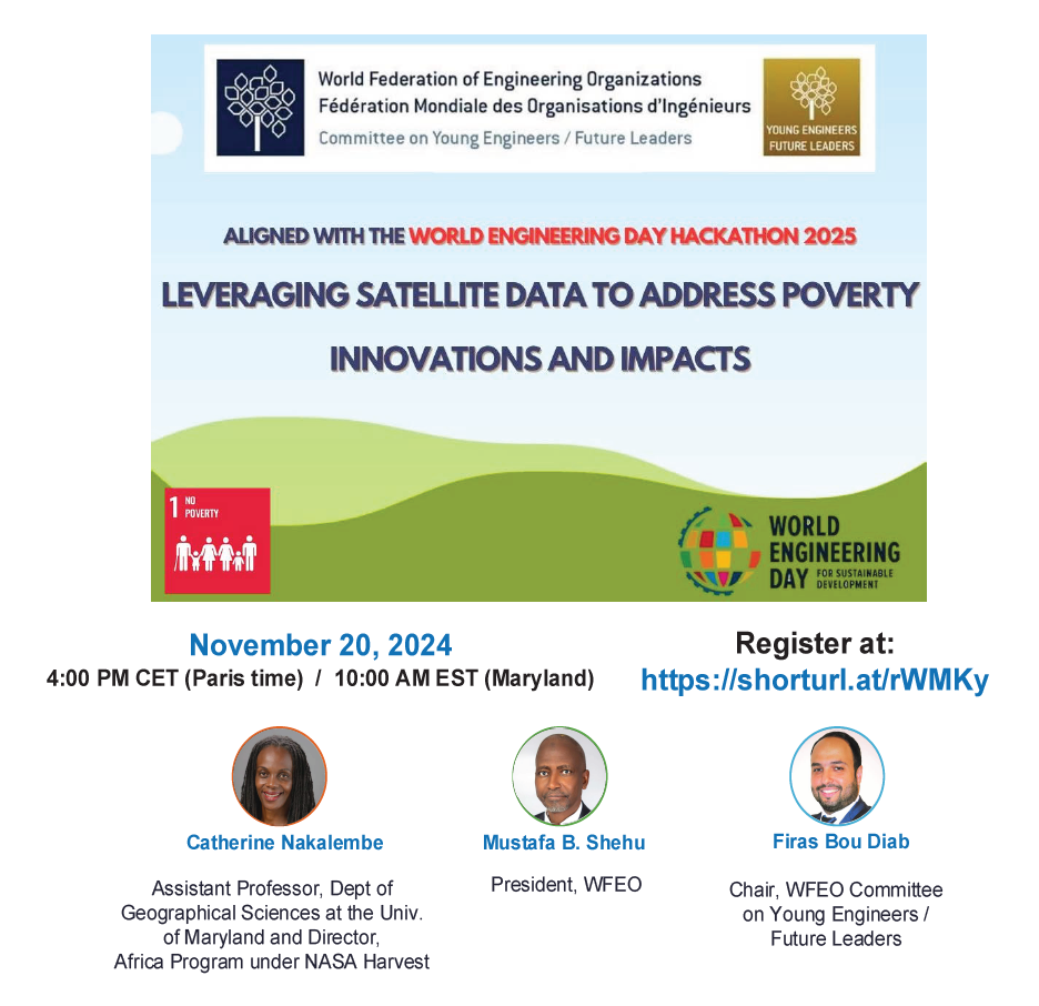 WFEO-YEFL webinar "Leveraging Satellite Data to Address Poverty: Innovations and Impacts"